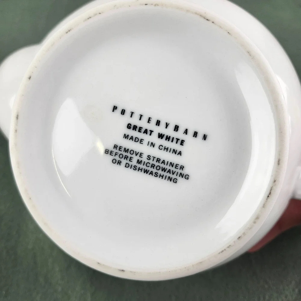 Pottery Barn Great White Teapot w/ Removable Tea Strainer